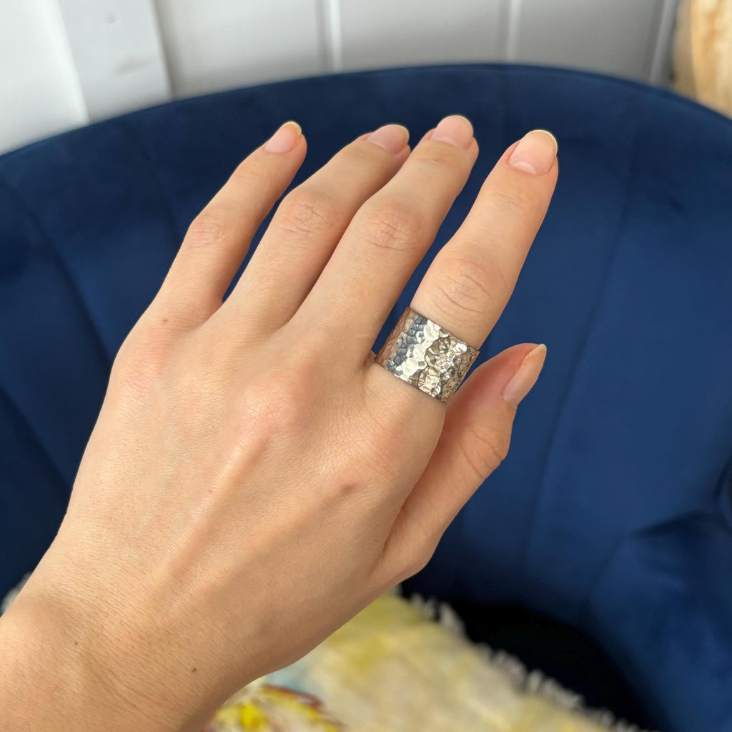 Sterling Silver Hammered Band Ring