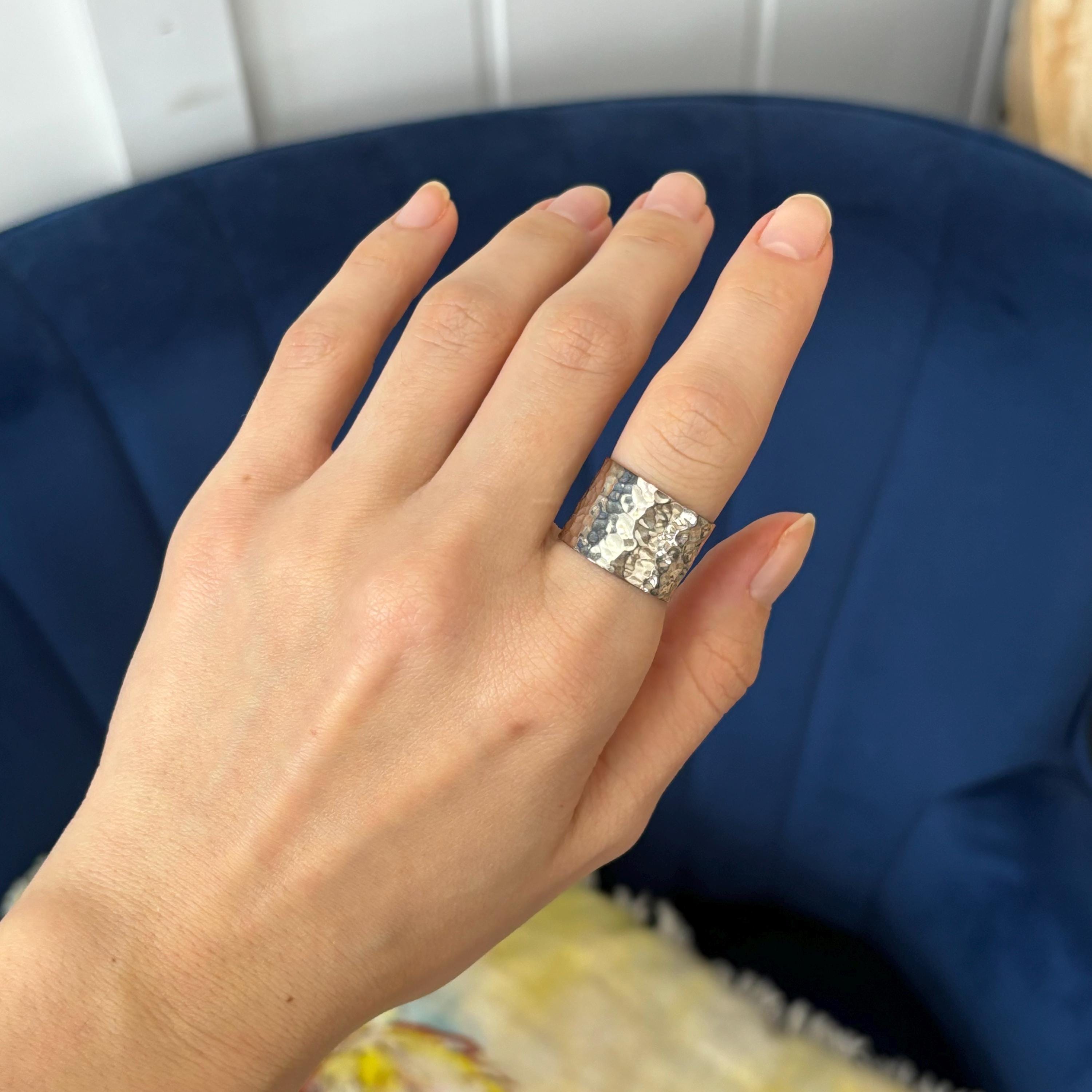 Sterling Silver Hammered Band Ring