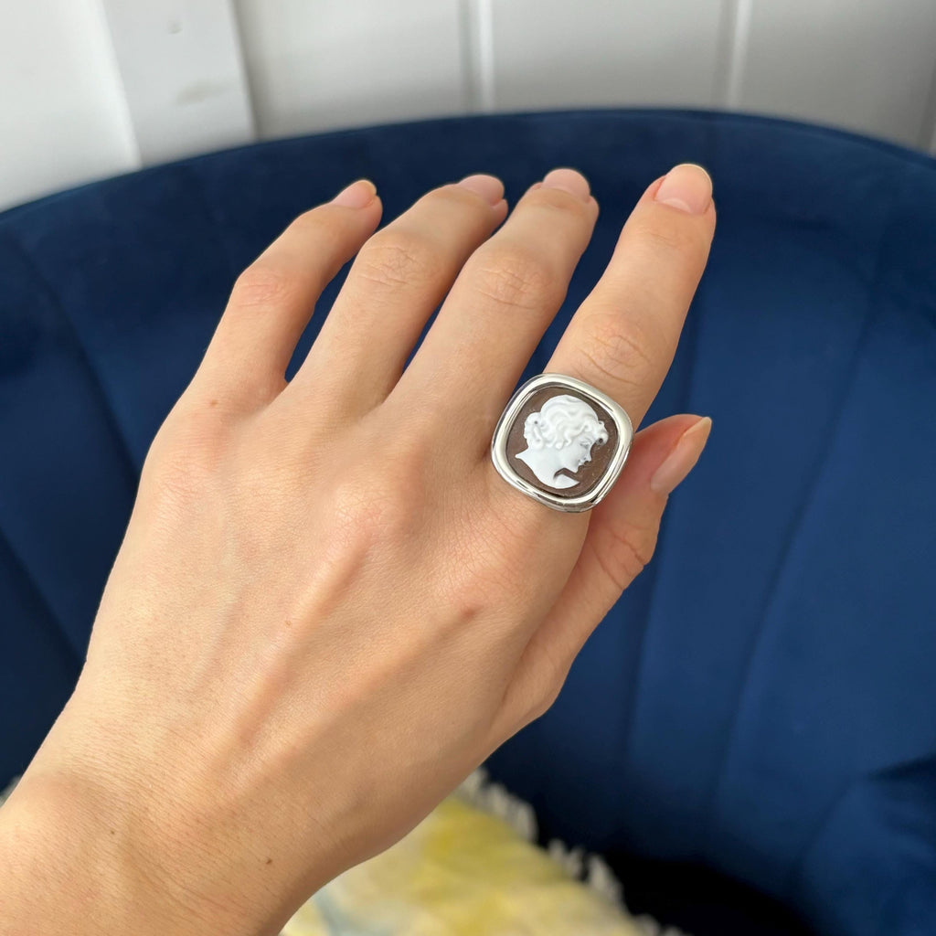 Sterling Silver Polished Cameo Ring