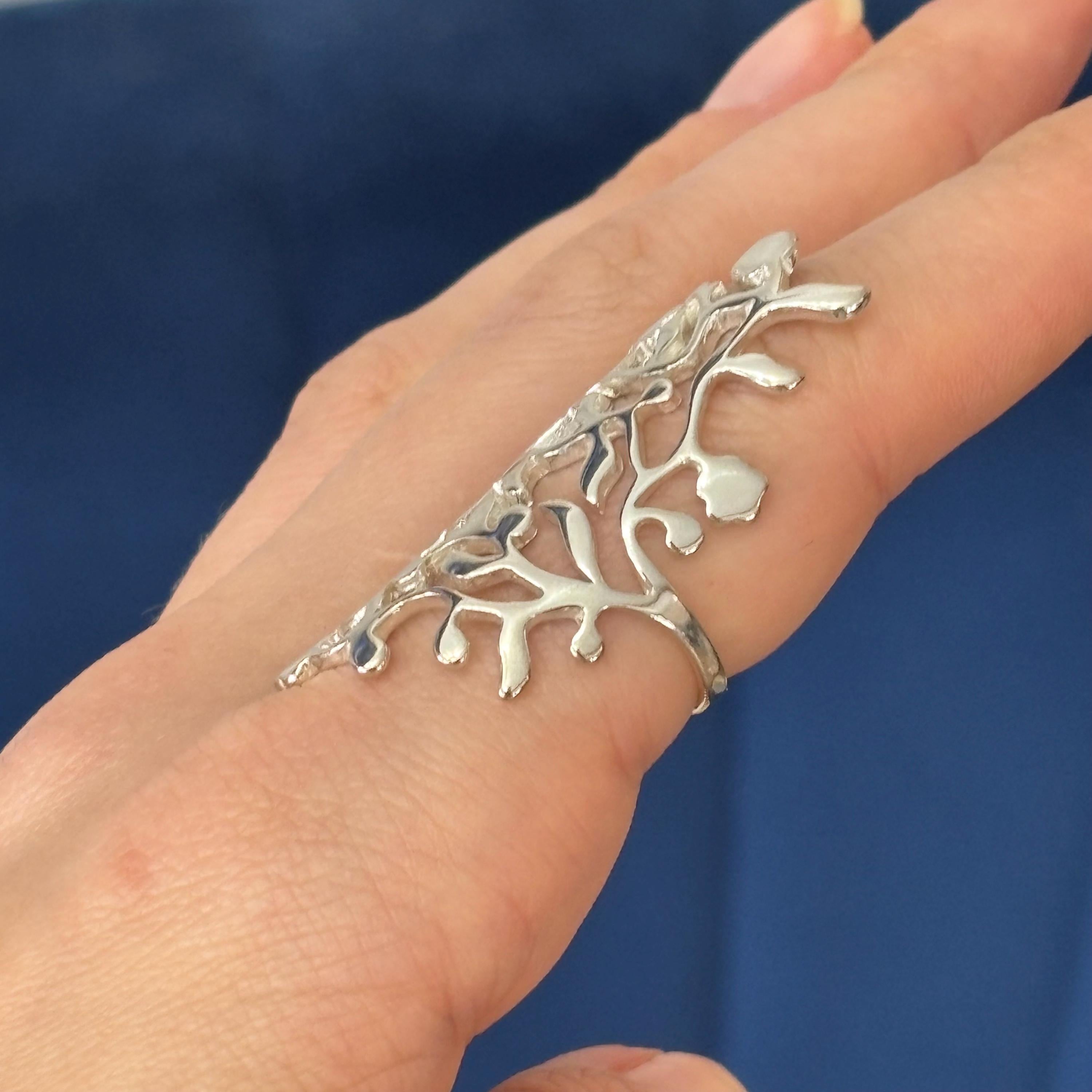Sterling Silver Vines Full Finger Ring