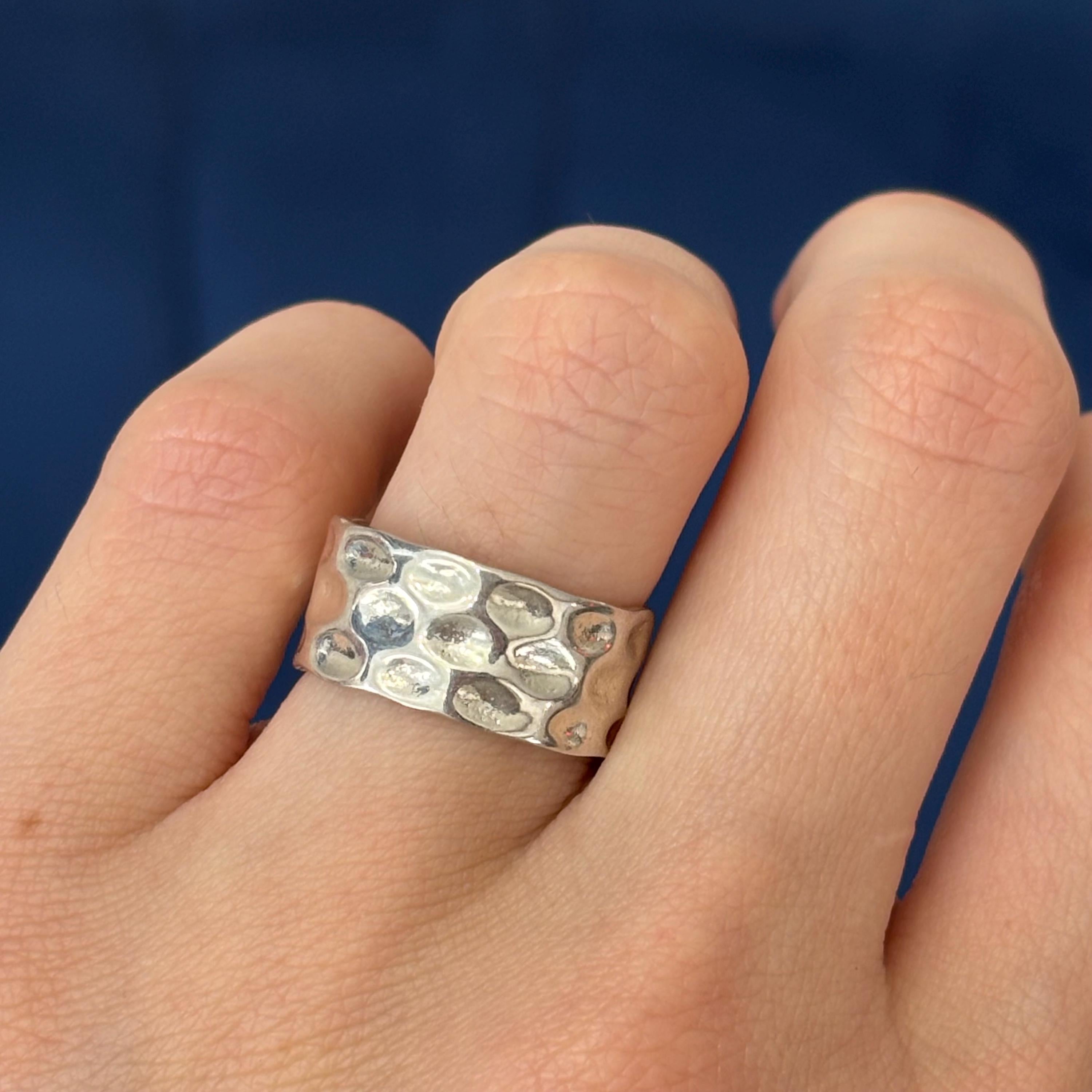 Sterling Silver Polished Hammered Ring
