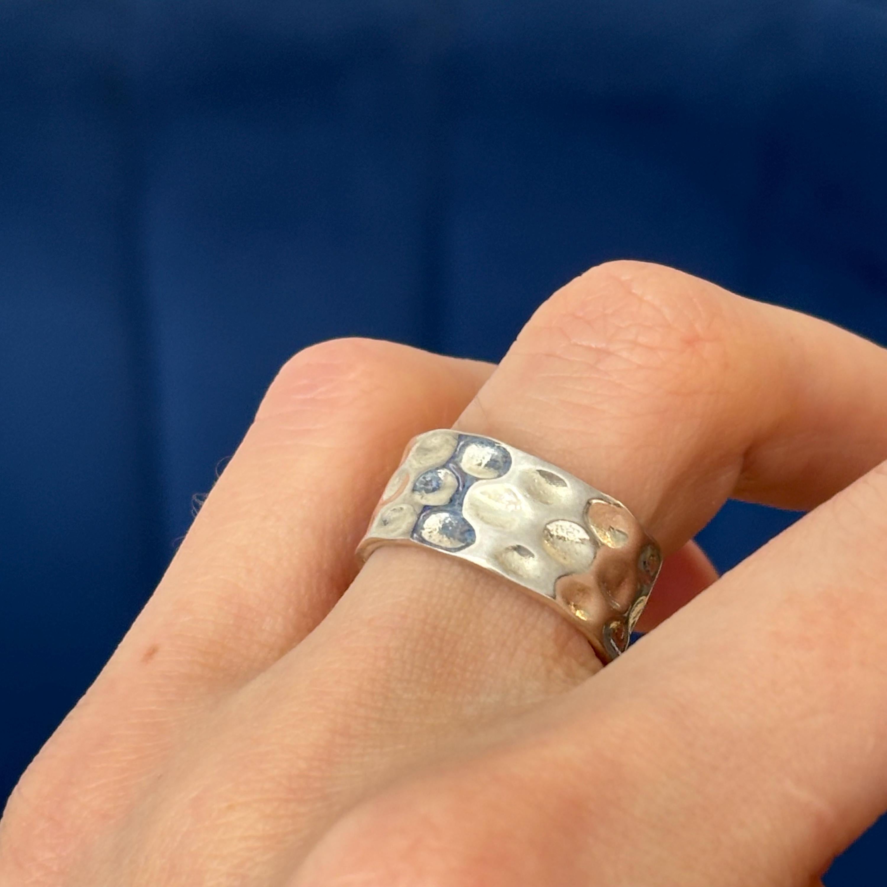 Sterling Silver Polished Hammered Ring