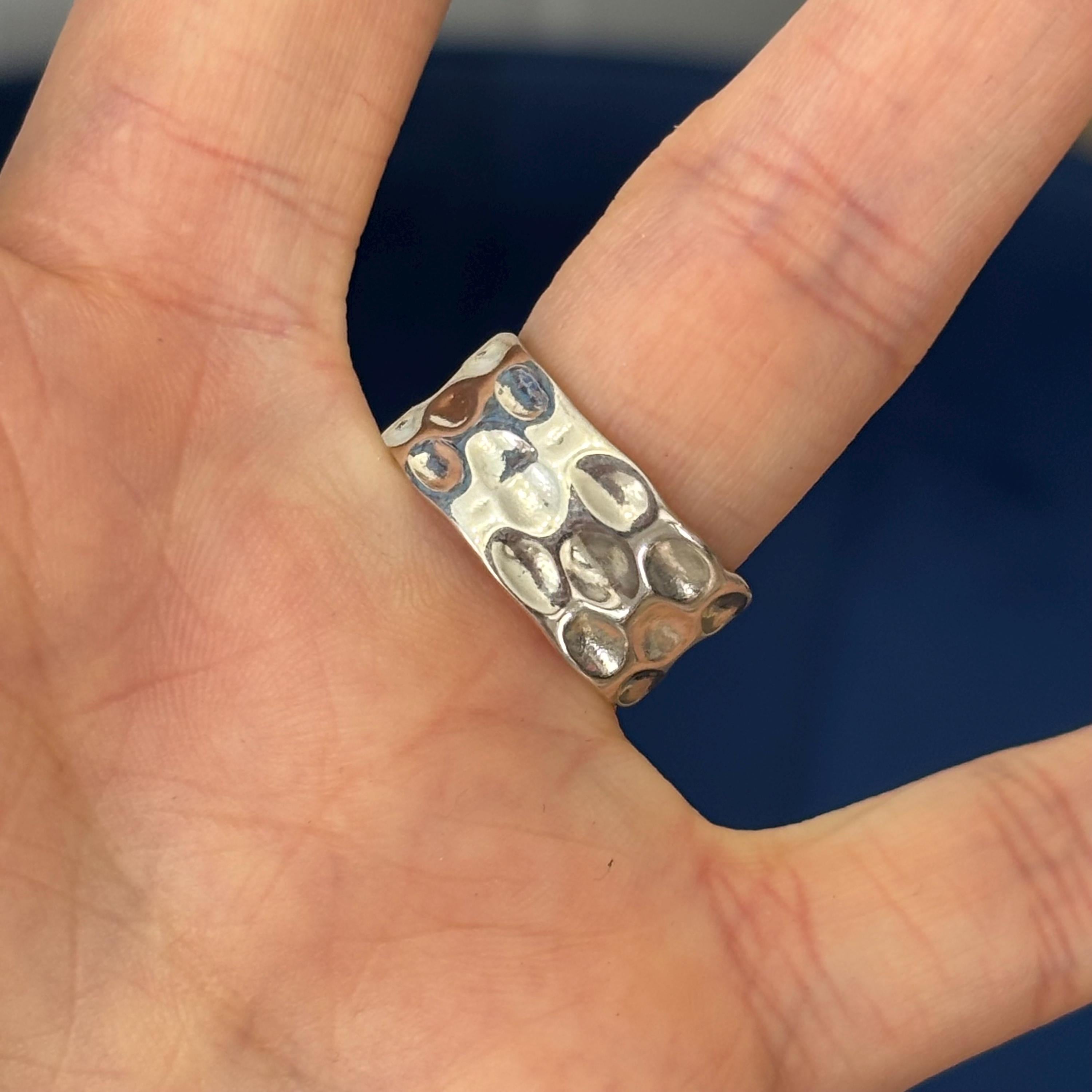 Sterling Silver Polished Hammered Ring
