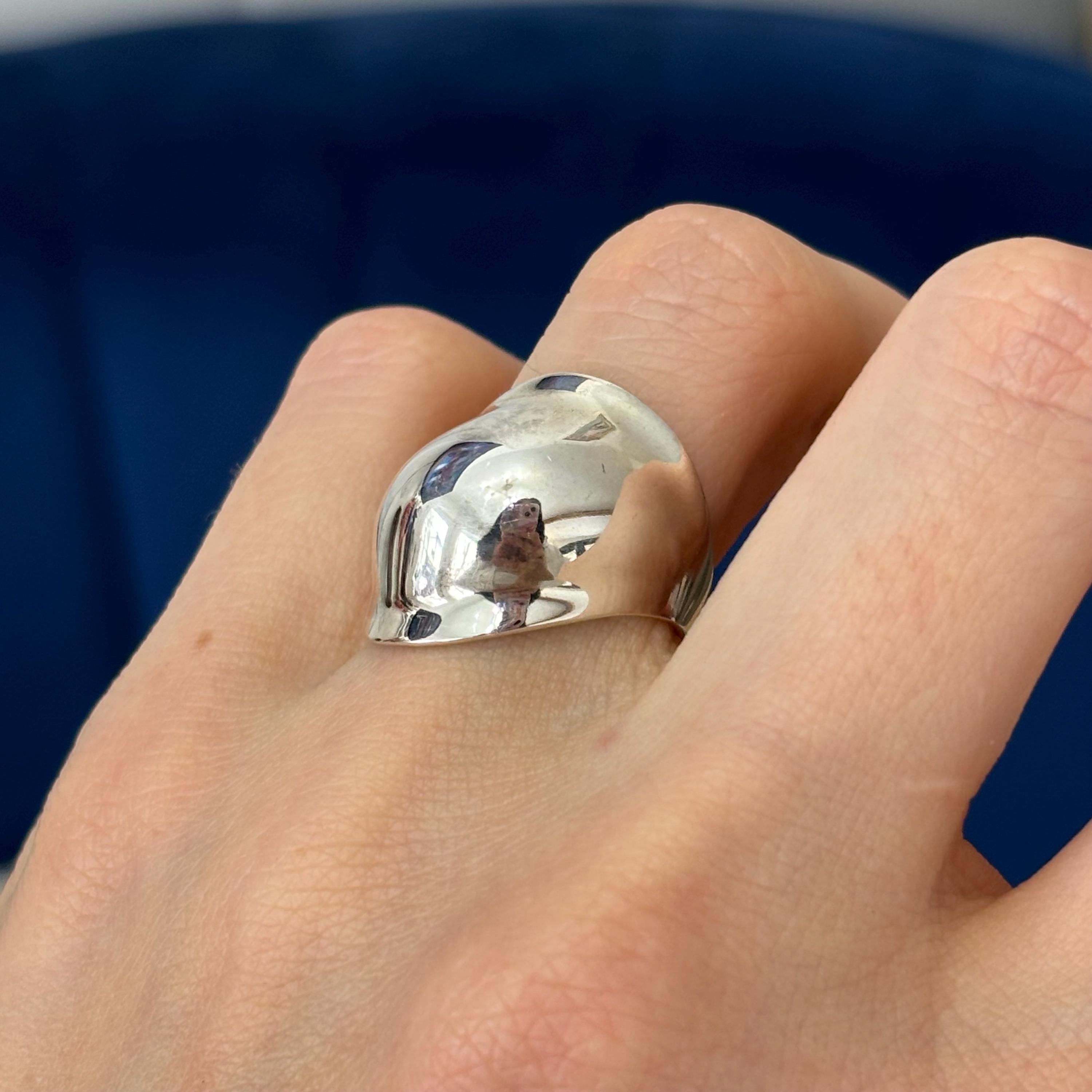 Sterling Silver Slanted Dome Ring