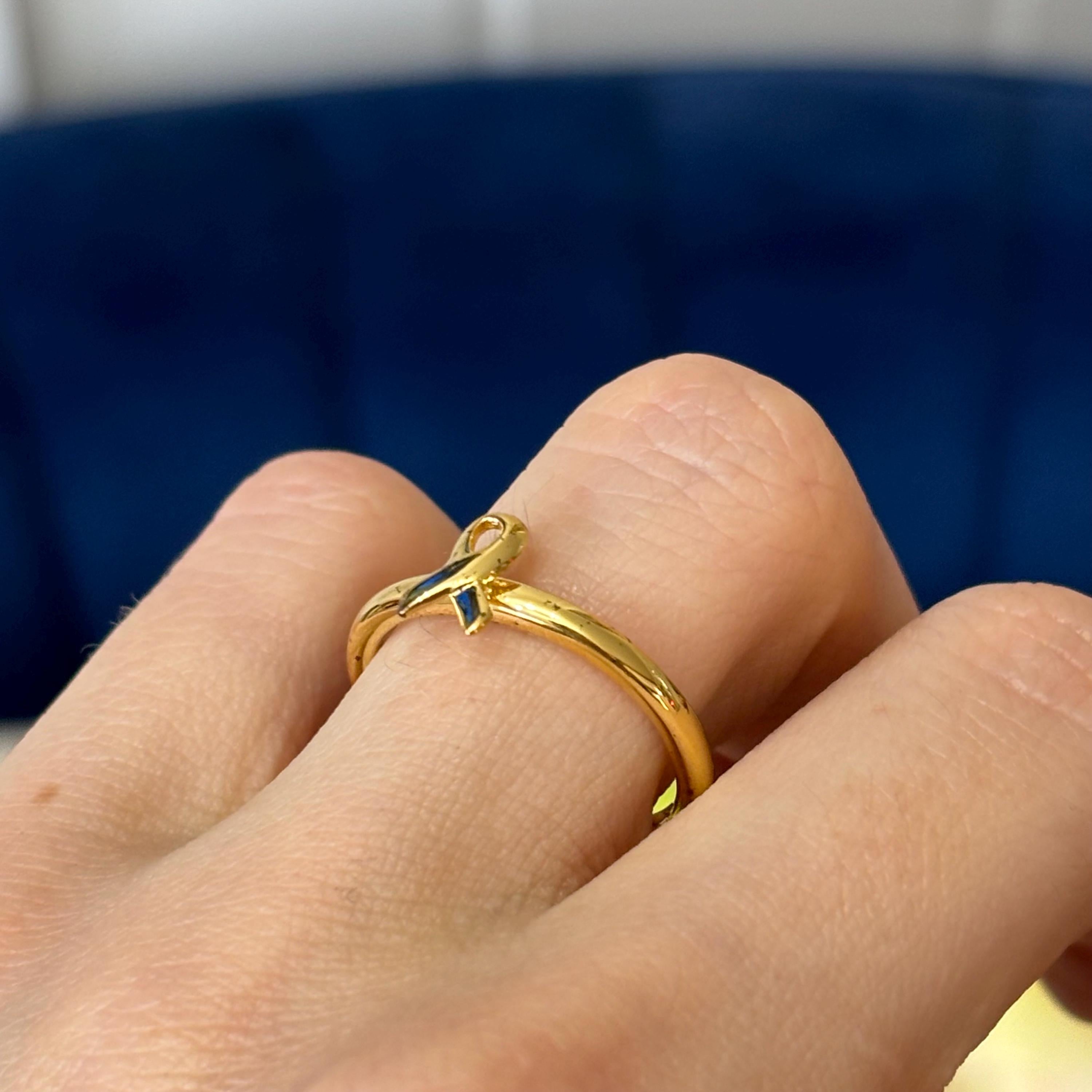 Sterling Silver Stackable Gold-plated Cancer Awareness Ribbon Ring