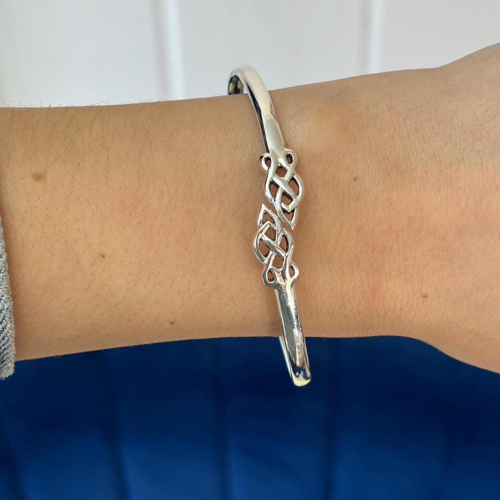 Sterling Silver Celtic Trinity Bypass Bangle Bracelet