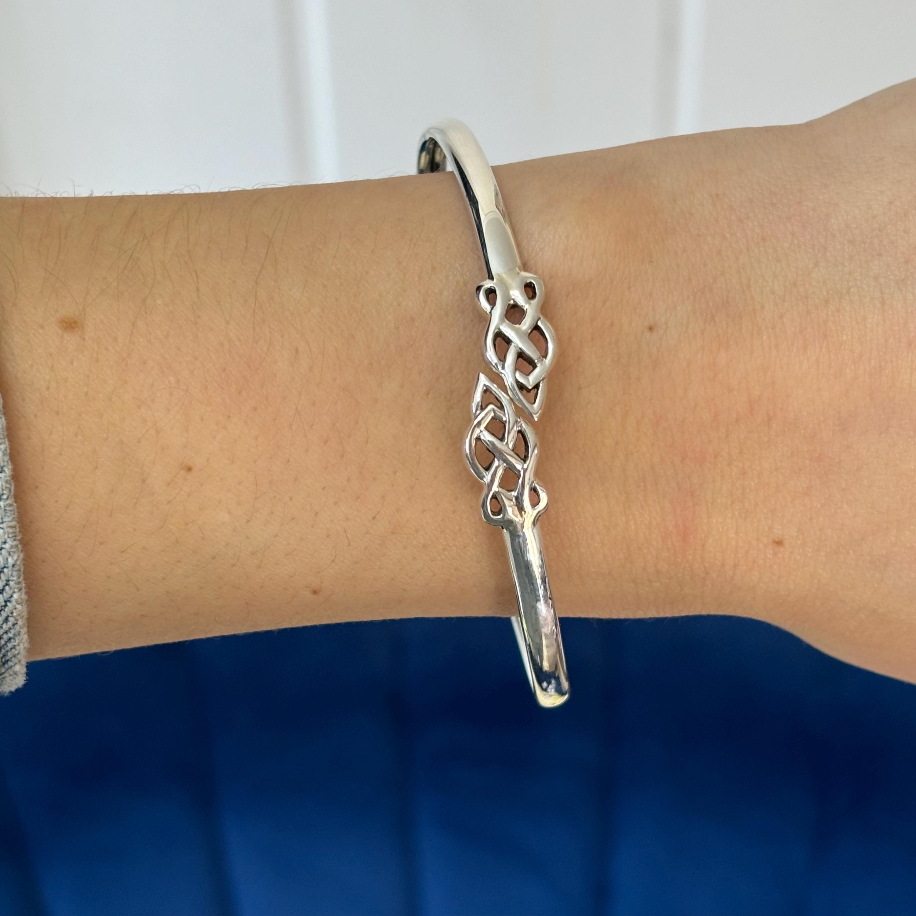 Sterling Silver Celtic Trinity Bypass Bangle Bracelet