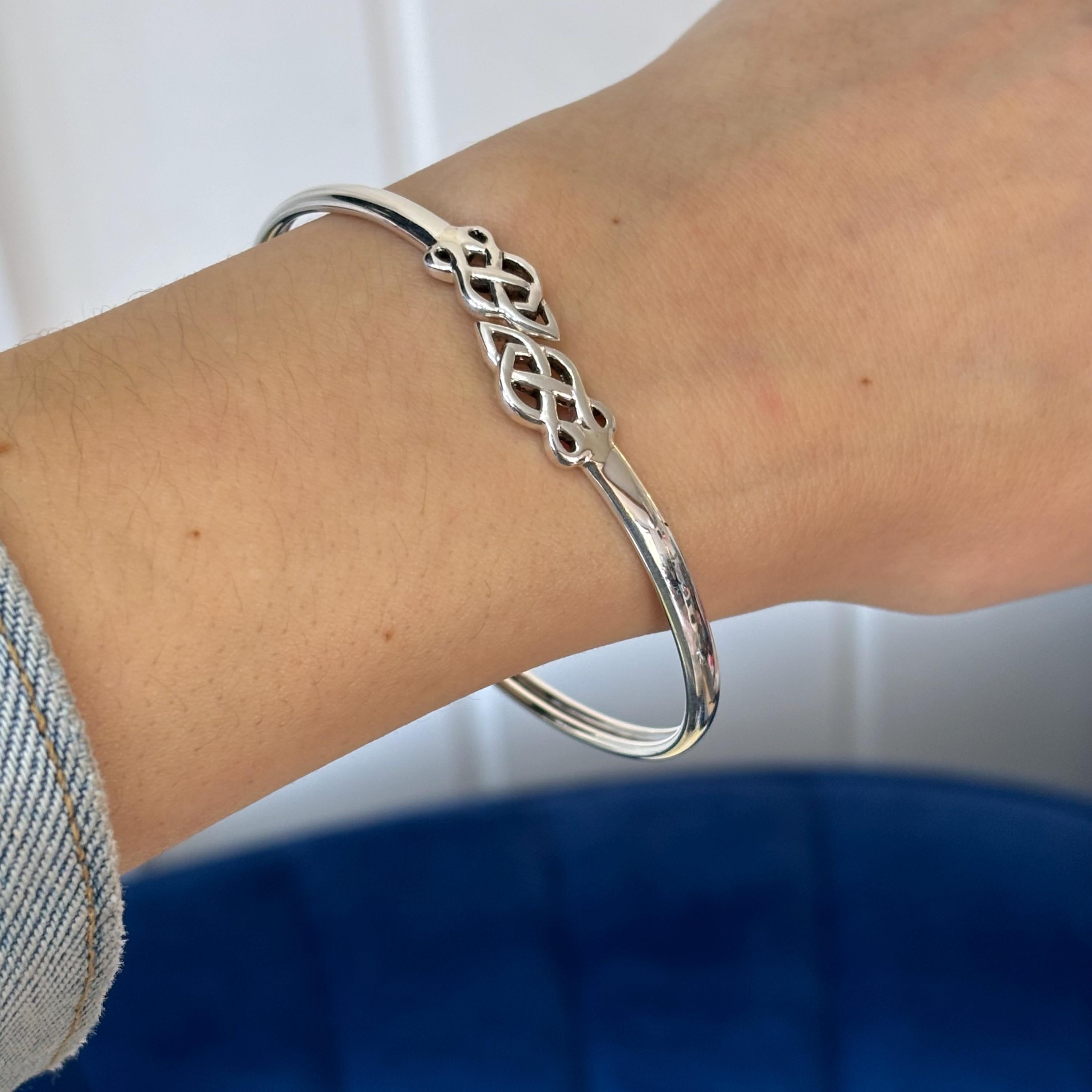 Sterling Silver Celtic Trinity Bypass Bangle Bracelet
