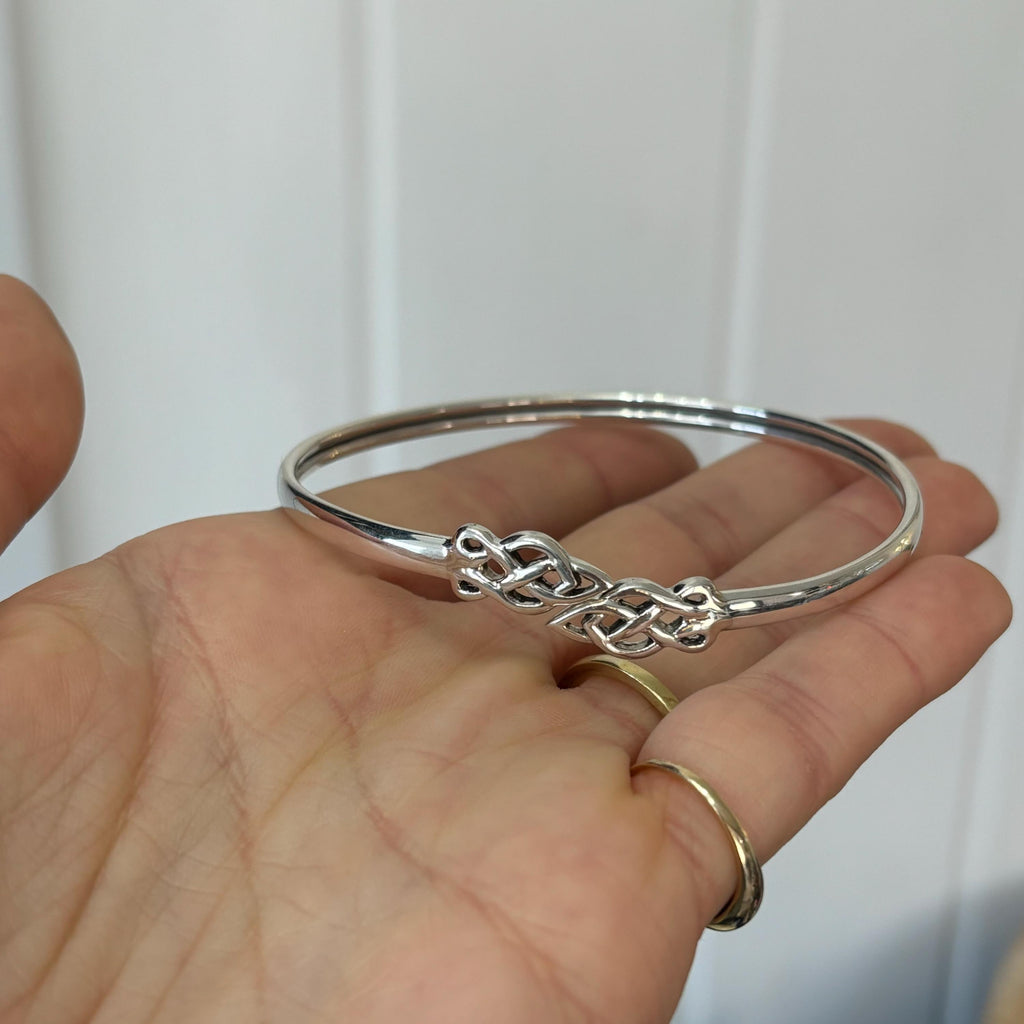 Sterling Silver Celtic Trinity Bypass Bangle Bracelet