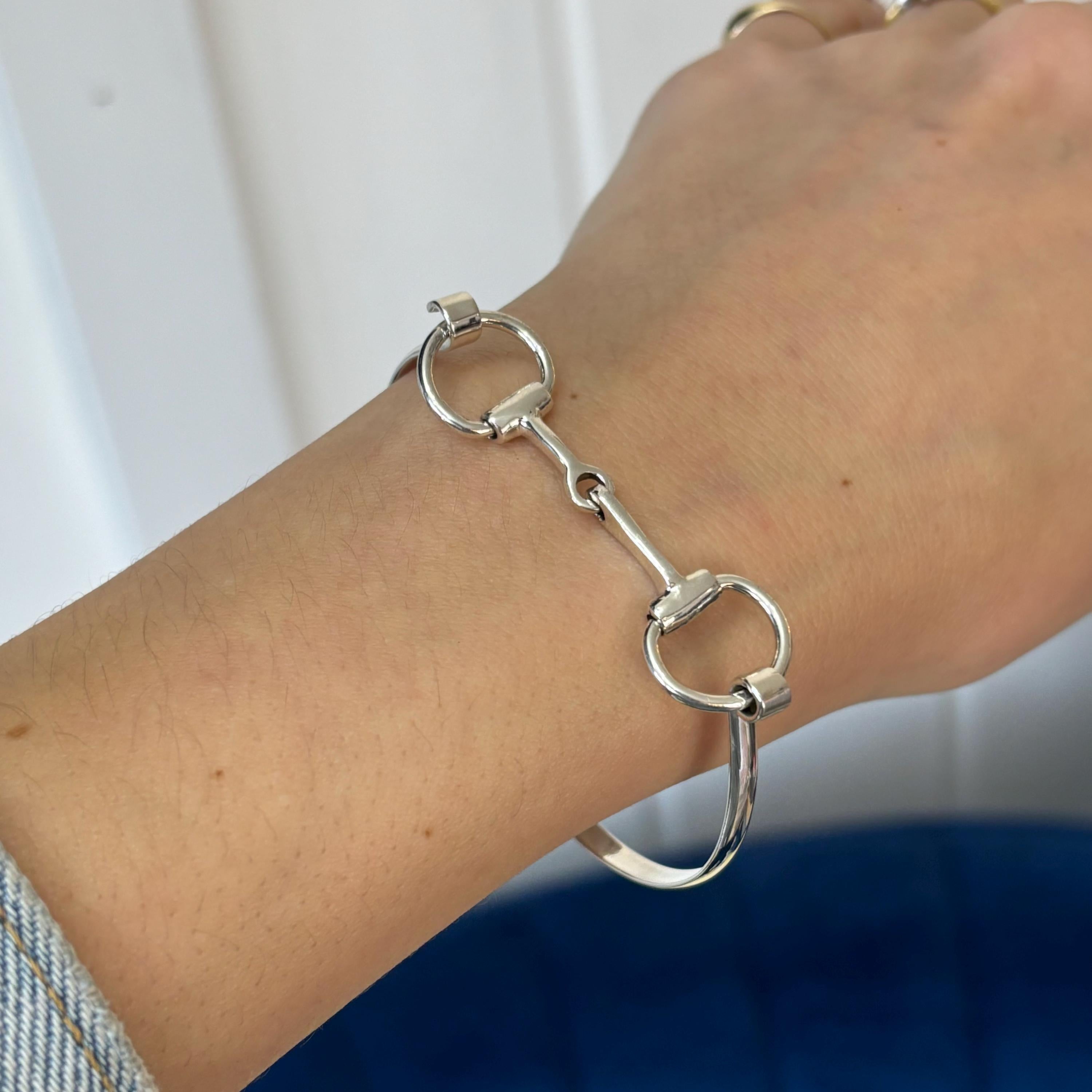 Sterling Silver Horse-Bit Bangle Bracelet