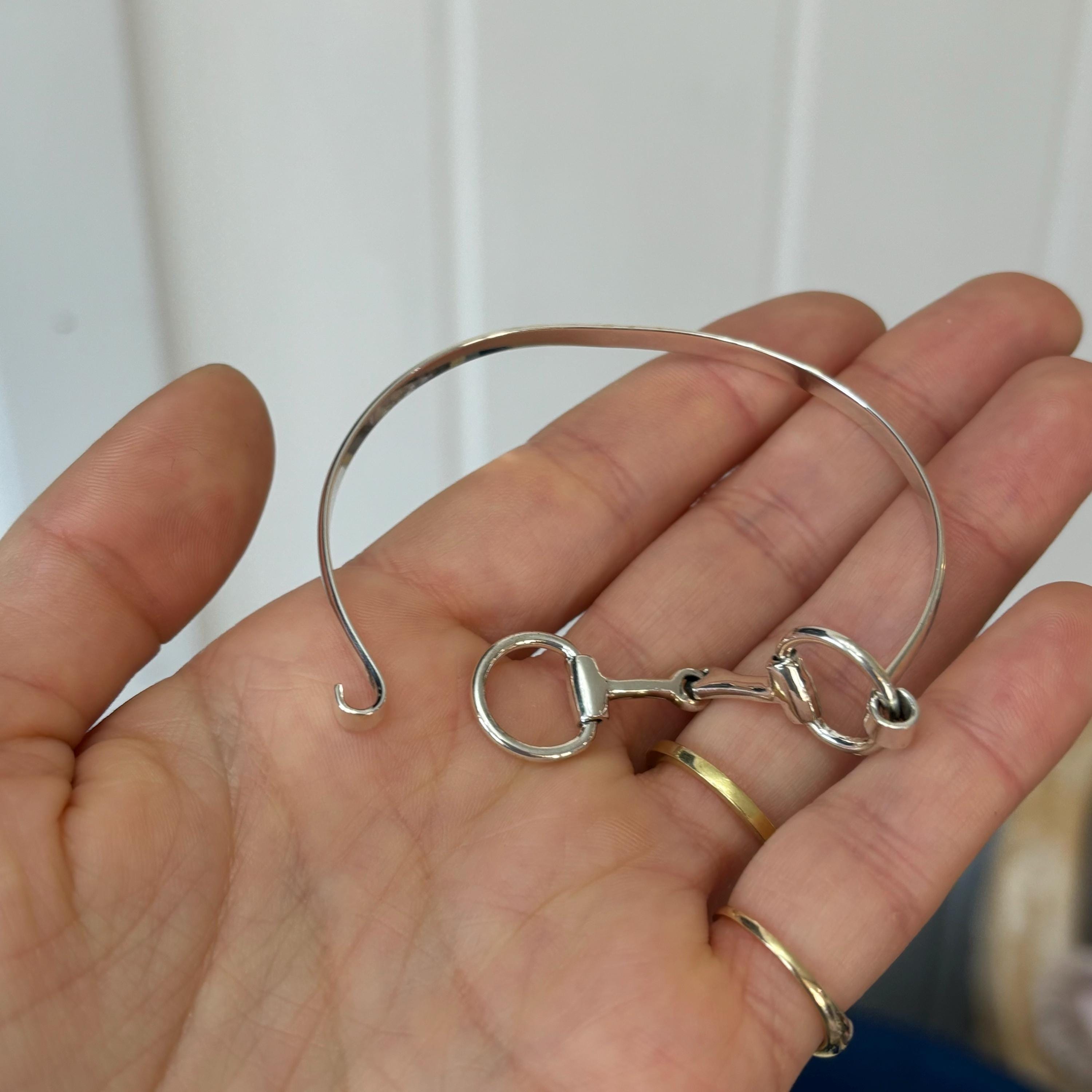 Sterling Silver Horse-Bit Bangle Bracelet