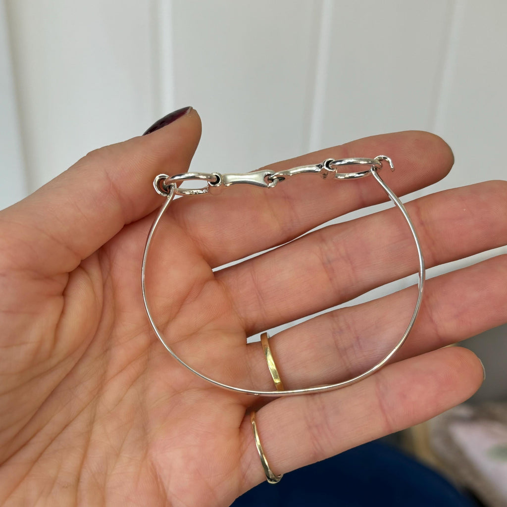 Sterling Silver Horse-Bit Bangle Bracelet