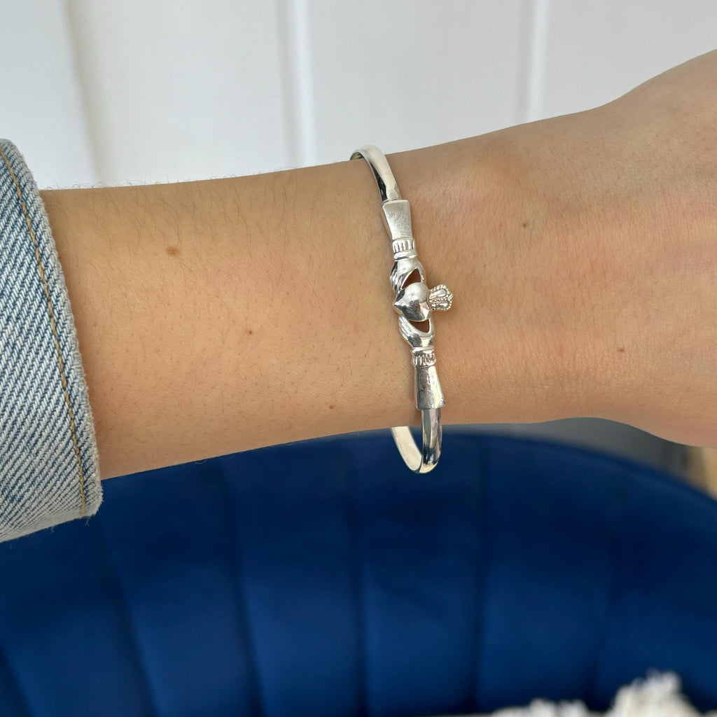 Sterling Silver Claddagh Bangle Bracelet