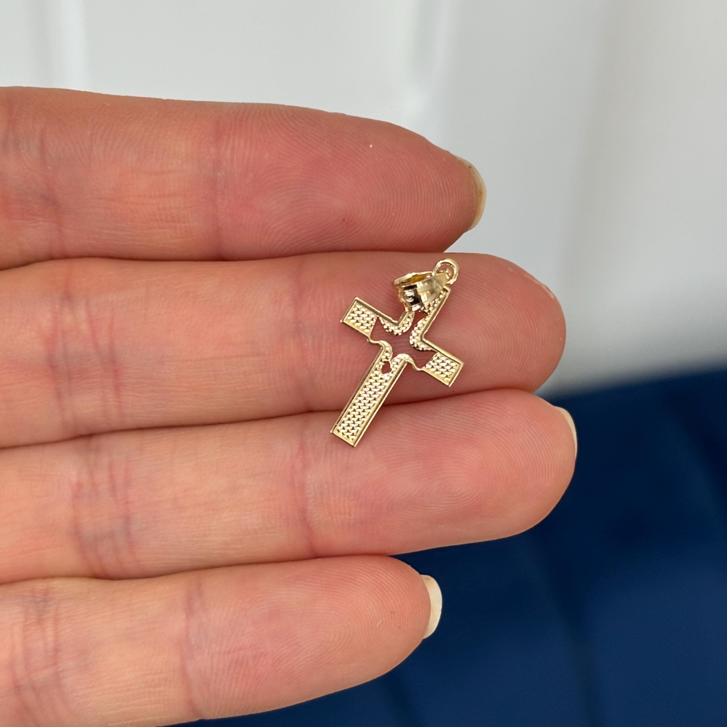 14k Gold Dove Cross Pendant