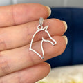 Sterling Silver Rholdium-plated Cut-out Horse Head Pendant
