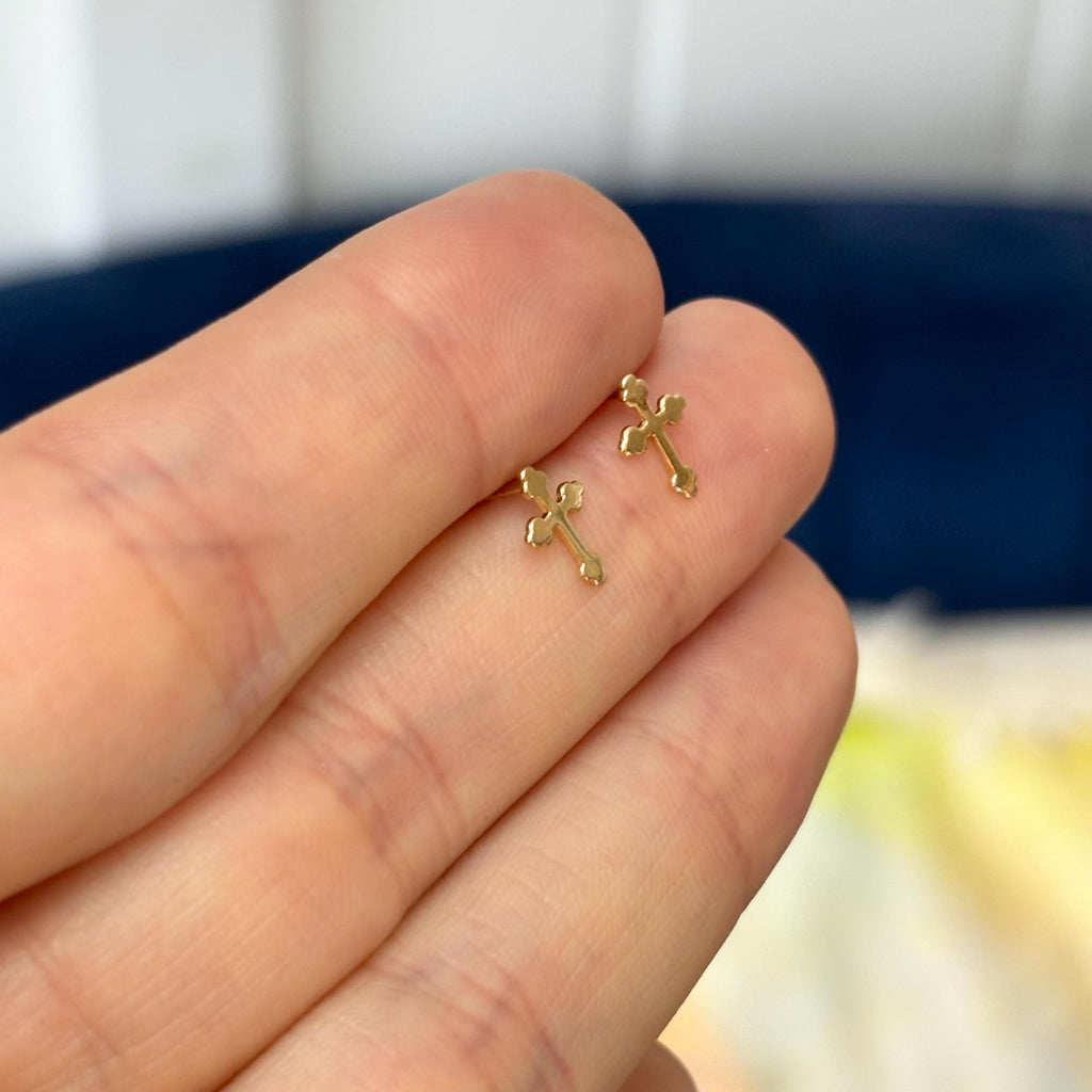 14k Gold Children’s Cross Post Earrings