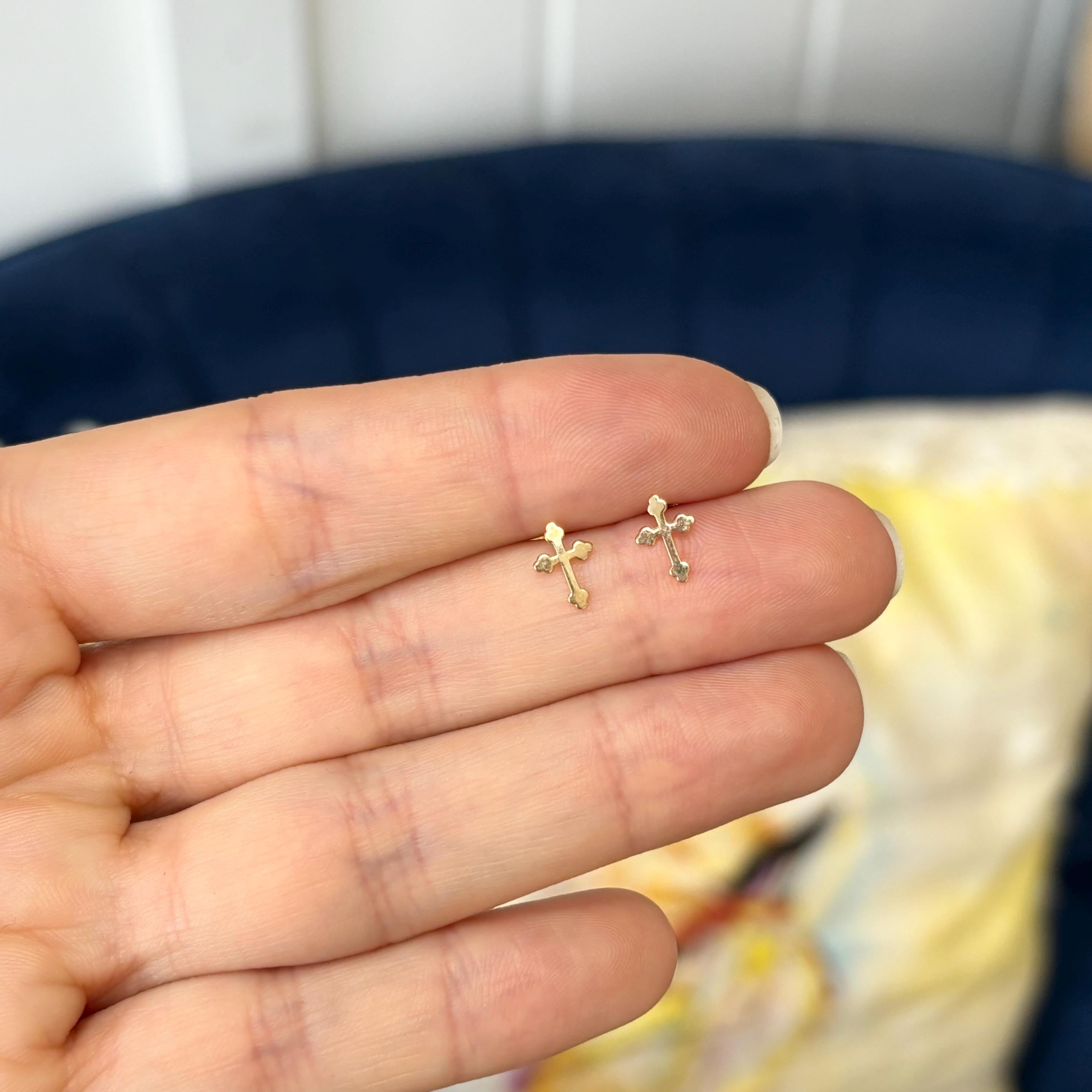 14k Gold Children’s Cross Post Earrings