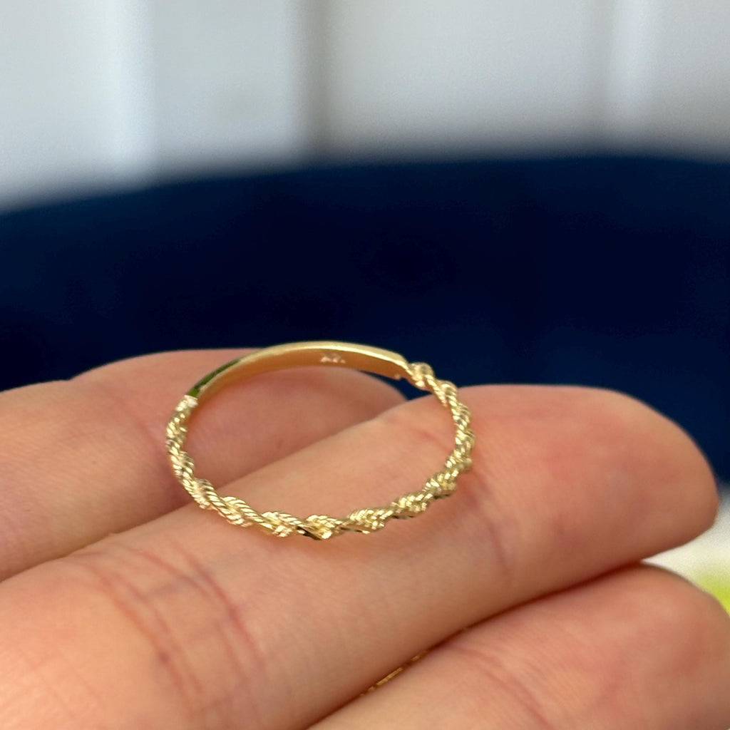 14k Gold Diamond-cut Rope Chain Band Ring