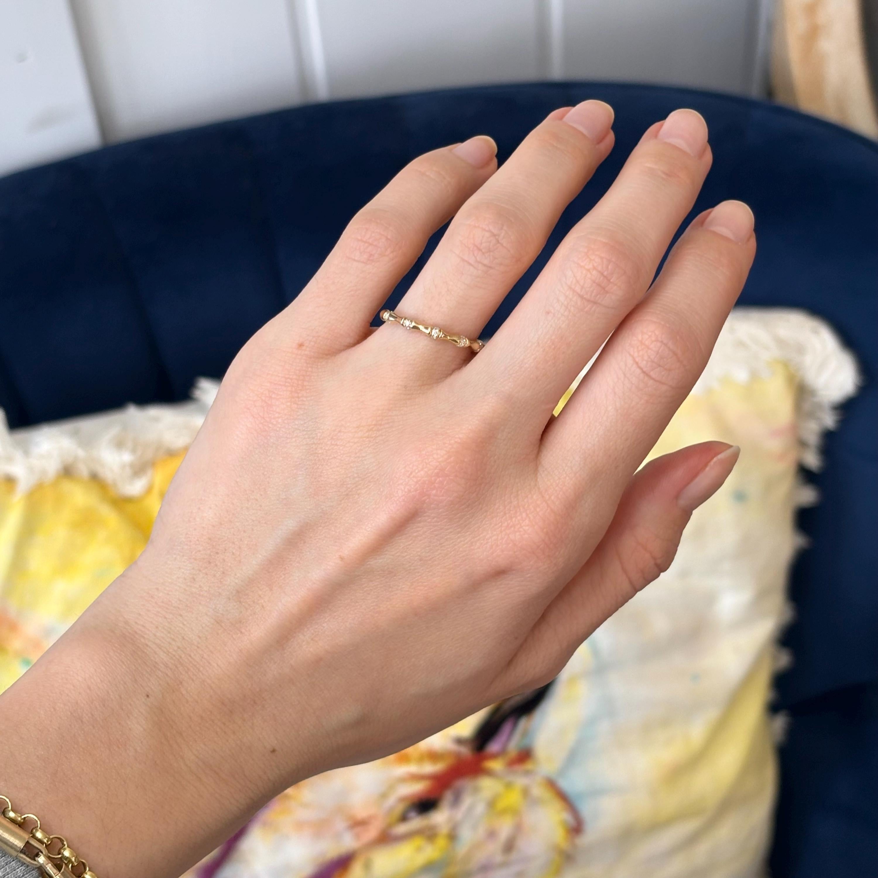 14k Gold Diamond Bamboo Ring
