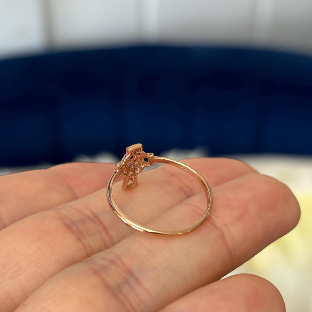 14k Rose Gold Celtic Knot  Irish Cross Ring