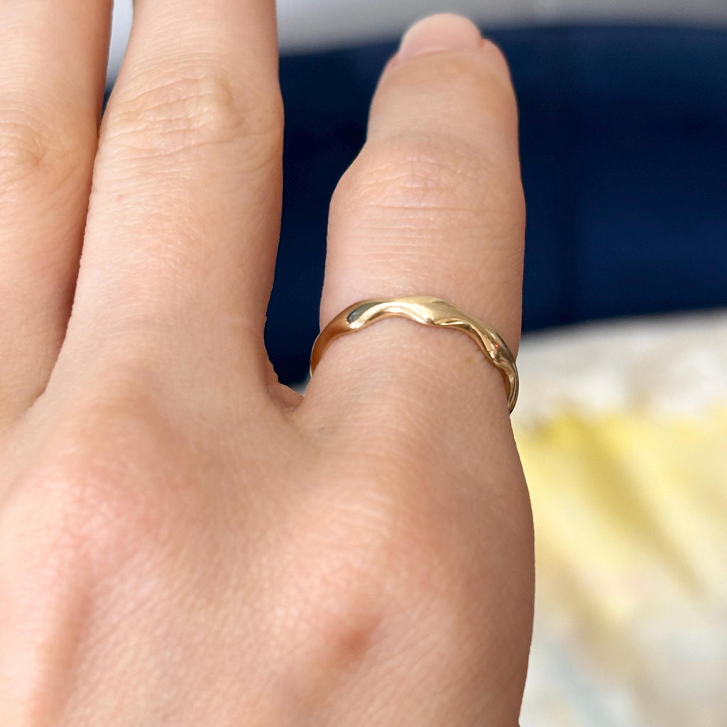 14k Gold Stackable Curvy Wave Ring
