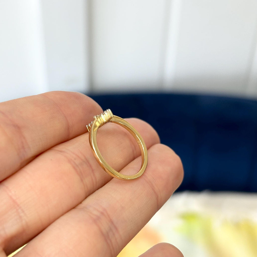 14k Yellow Gold Diamond Cross Ring