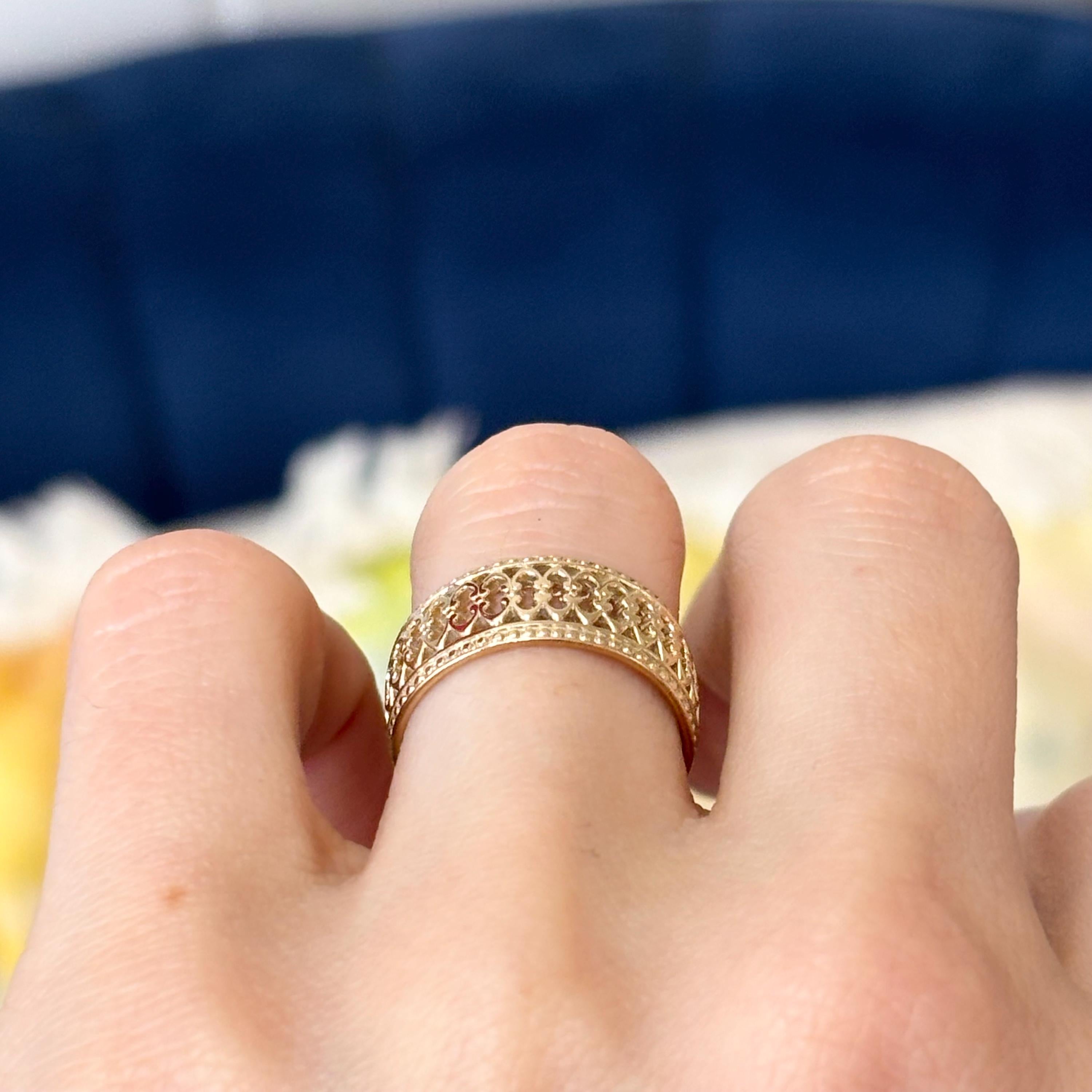 14k Gold Gallery Wire Open-design Intricate Band