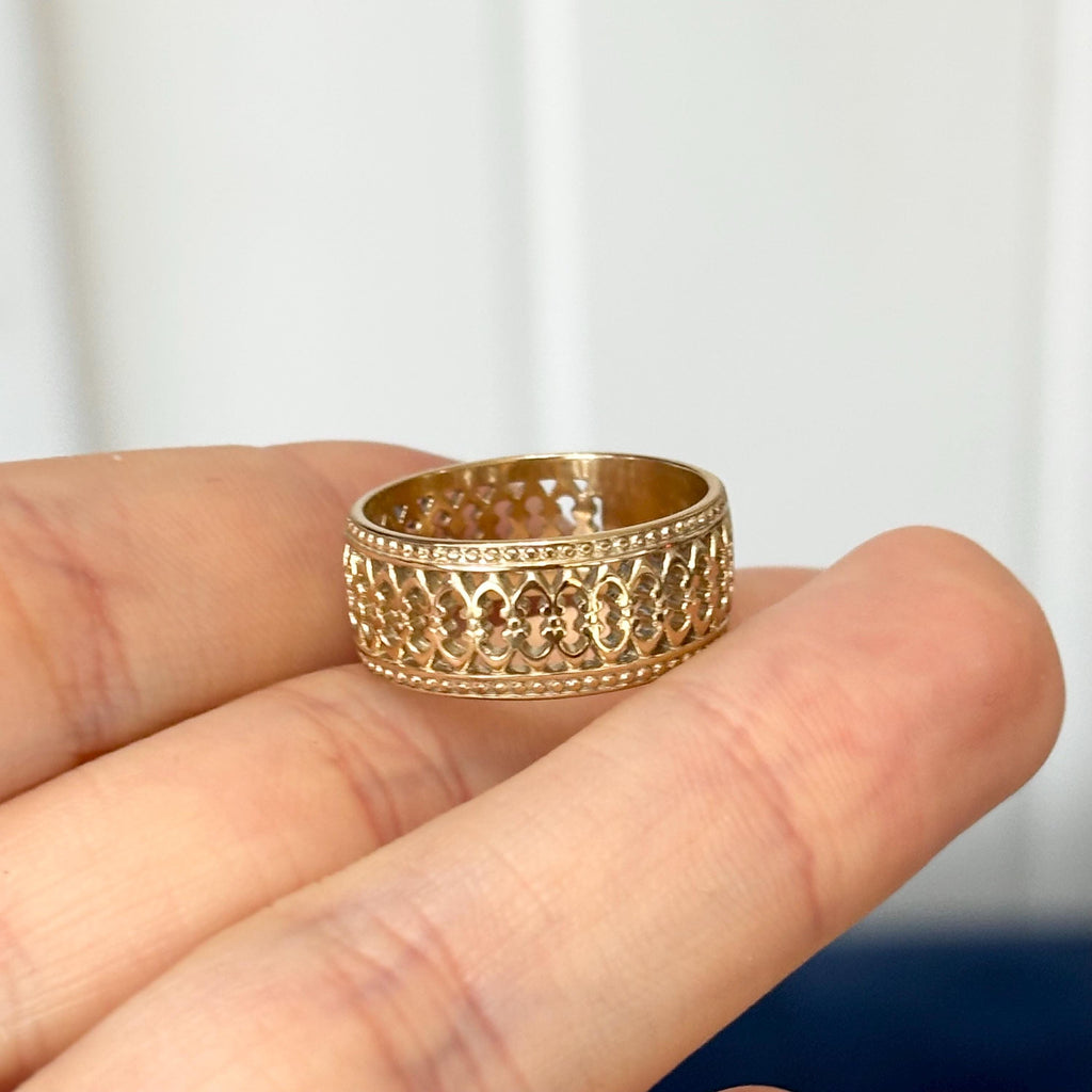 14k Gold Gallery Wire Open-design Intricate Band
