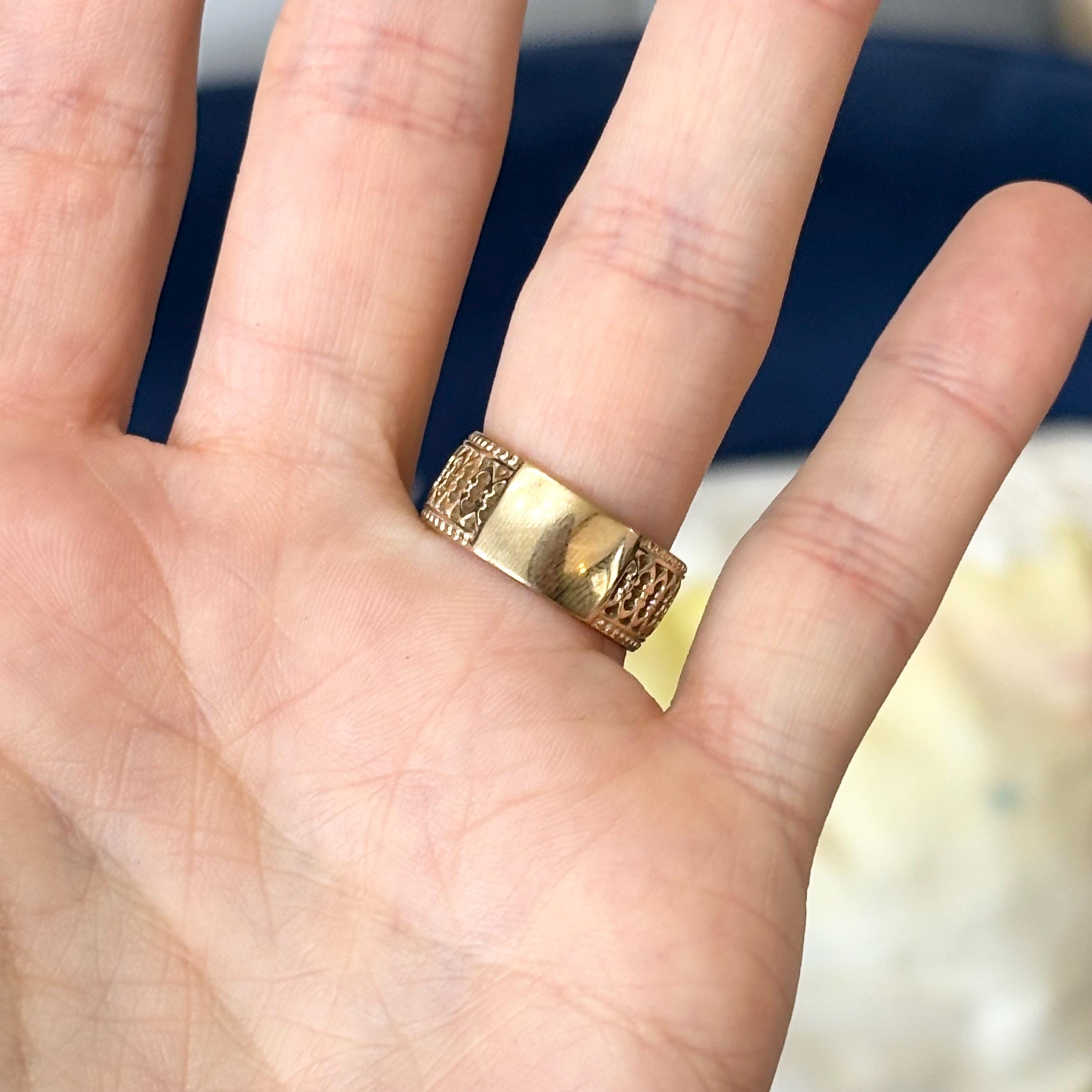 14k Gold Gallery Wire Open-design Intricate Band