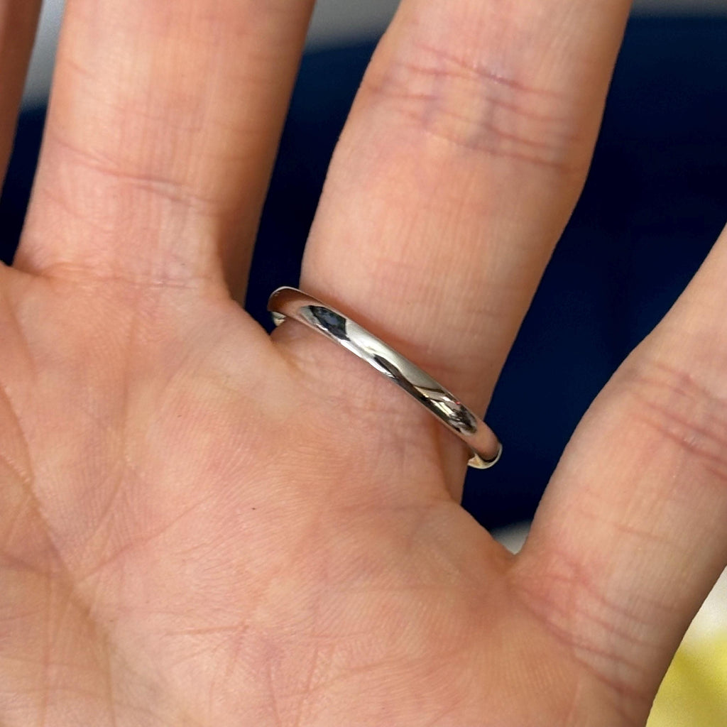Sterling Silver Stackable Blue Enameled Awareness Ribbon Ring
