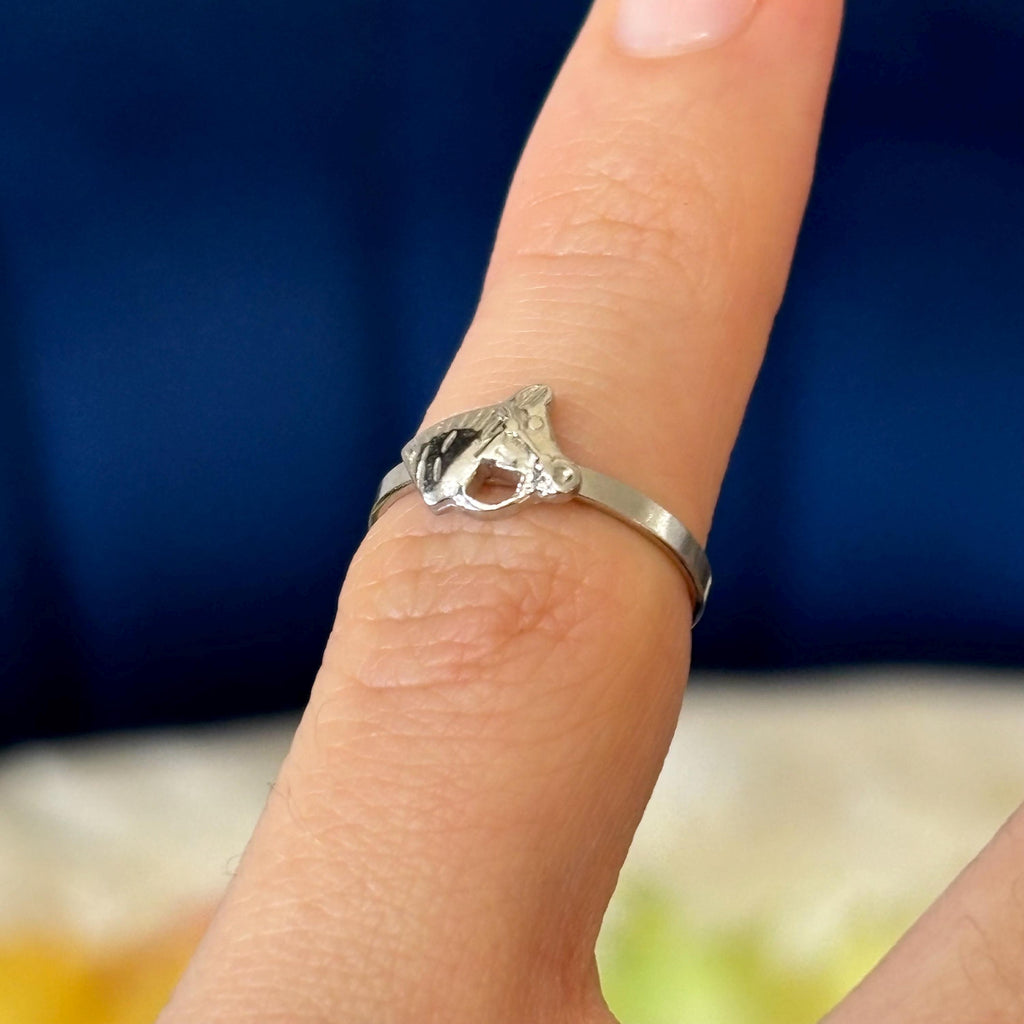 Sterling Silver Horse Head and Bridle Child’s Ring