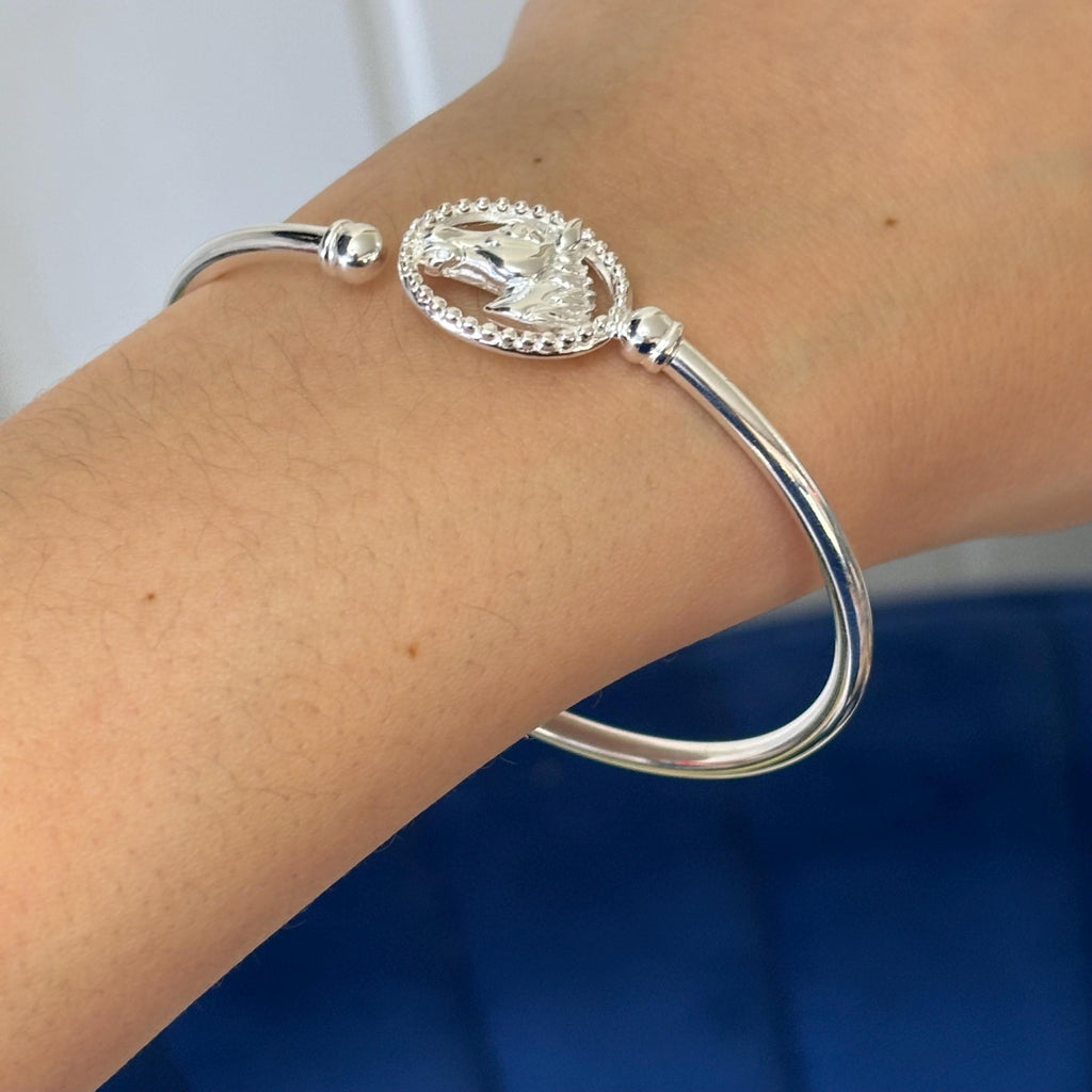 Sterling Silver Flex Horse Head Slip-on Bangle Bracelet