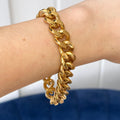Stainless Steel Yellow IP Plate Curb Chain Bracelet