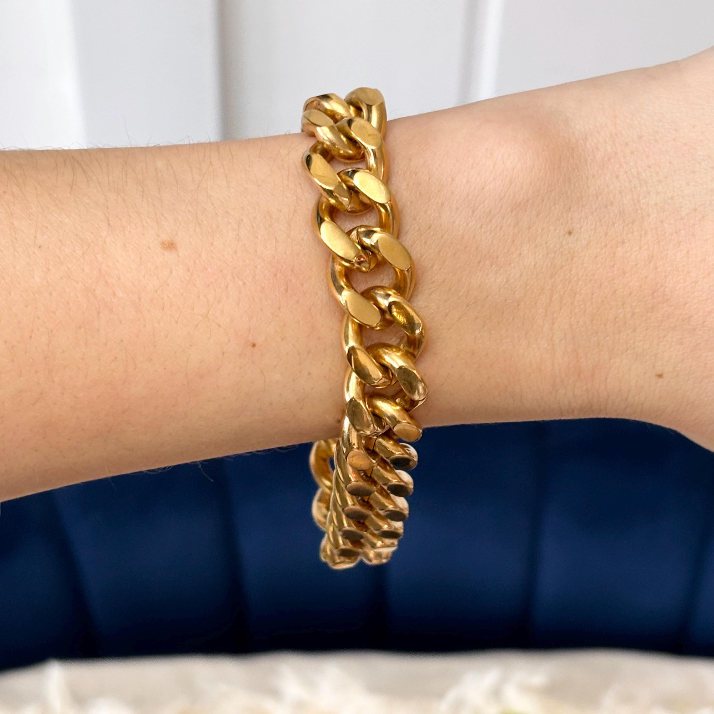 Stainless Steel Yellow IP Plate Curb Chain Bracelet