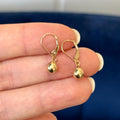 14K Yellow Gold 6mm Bead Leverback Dangle Earrings