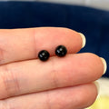 14K White Gold 6mm Black Onyx Bead  Earrings