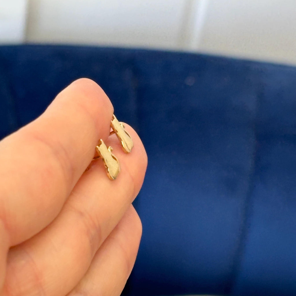 14K Yellow Gold Small Polished Kitty Cat Stud Earrings