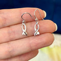 Sterling Silver Rhodium-plated Diamond Awareness Ribbon Dangle Earrings