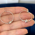 Sterling Silver Beaded and Star Hoop Earrings