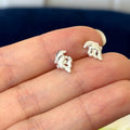 Sterling Silver Polished Cubic Zirconia (CZ) Twin Dolphin Post Earrings