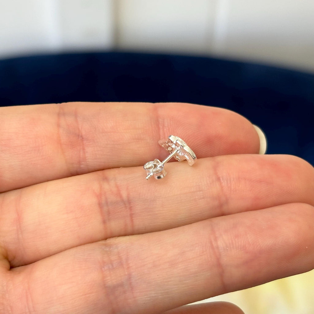 Sterling Silver Polished Cubic Zirconia (CZ) Twin Dolphin Post Earrings
