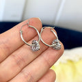 Sterling Silver Movable Dangling Heart Hoop Earrings
