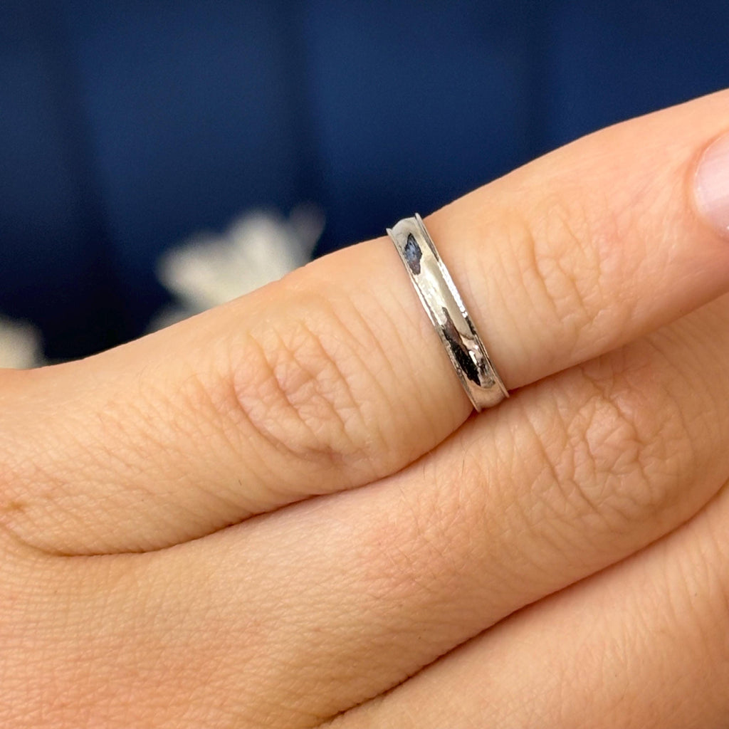 14k White Gold Milgrain Adjustable Open Toe Ring