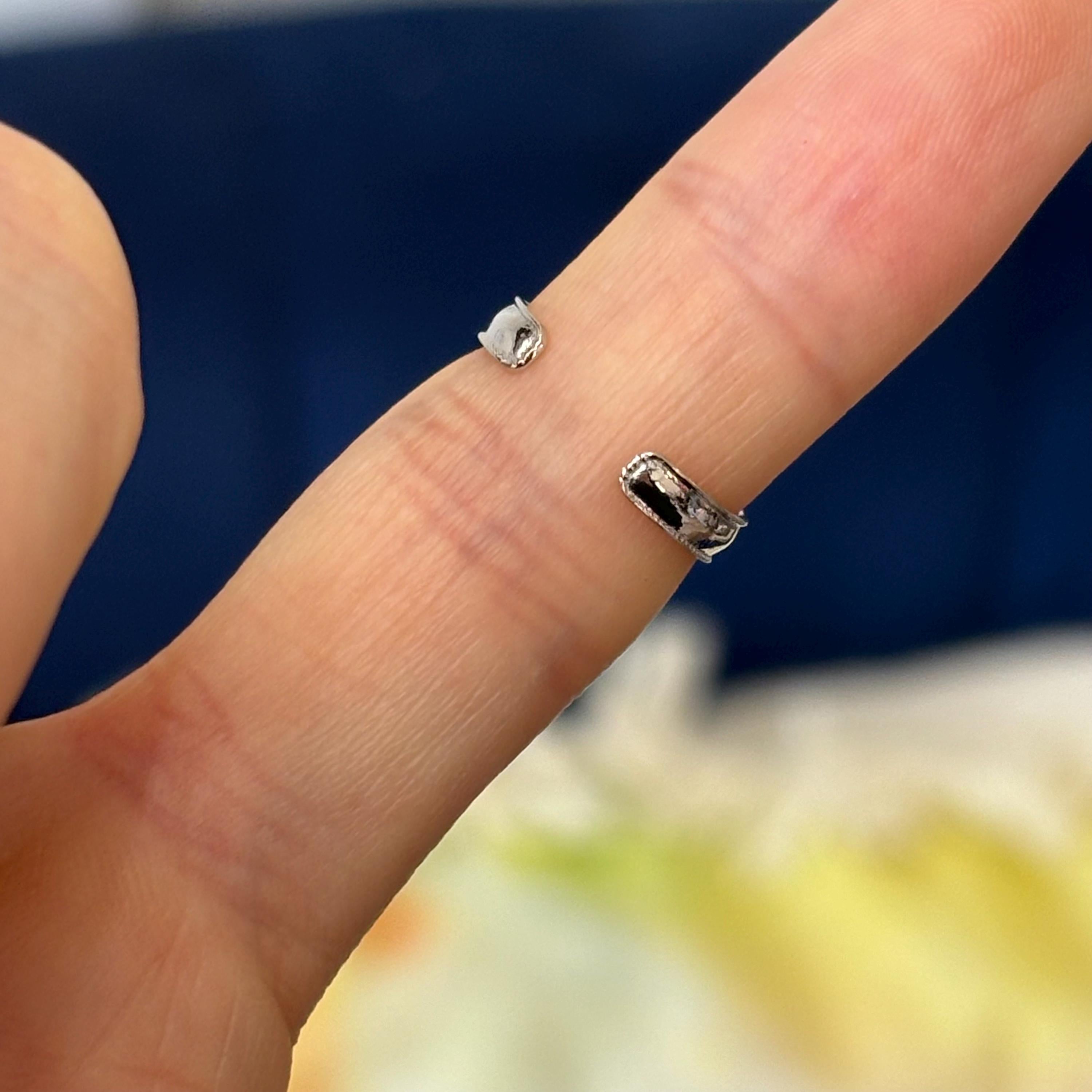 14k White Gold Milgrain Adjustable Open Toe Ring