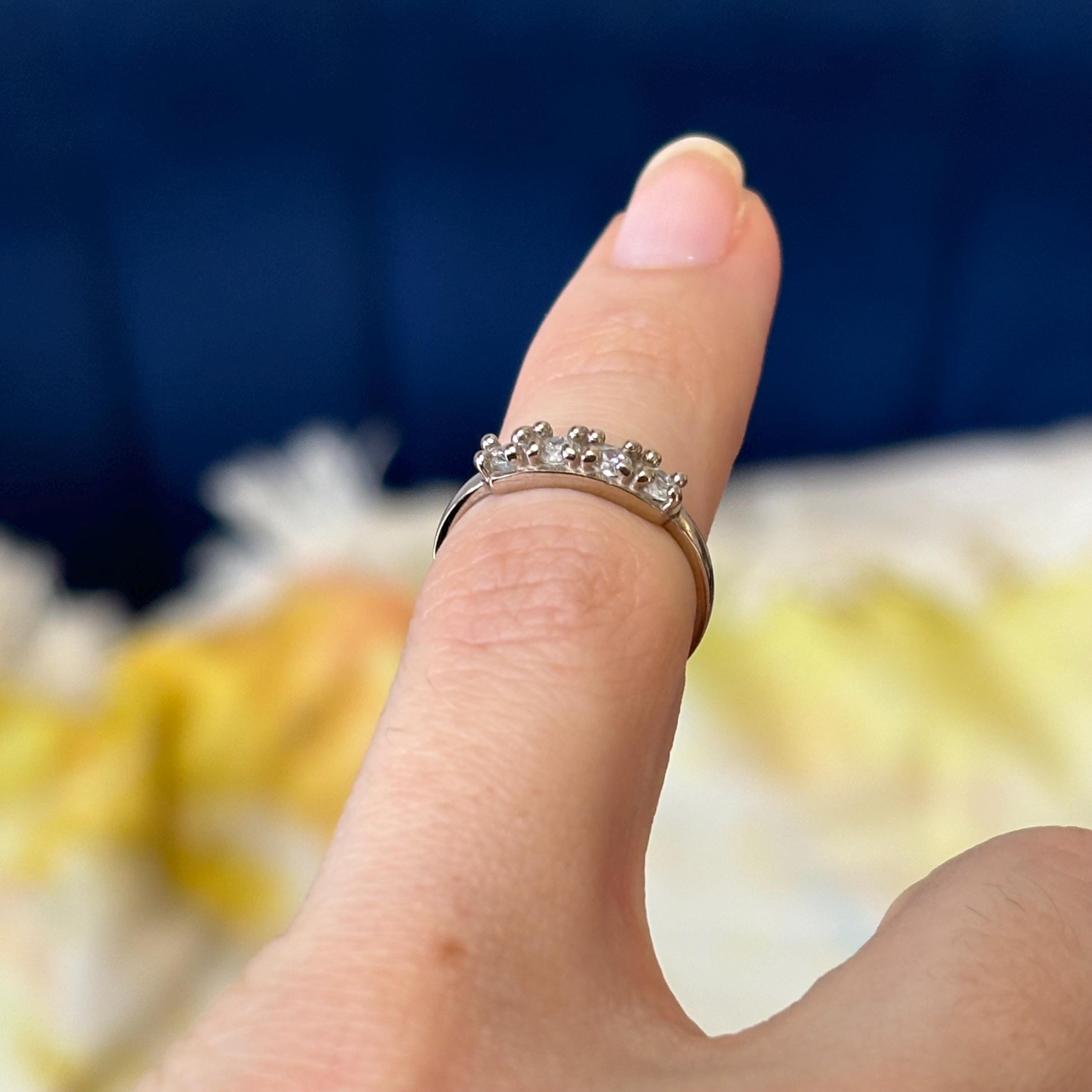 14k White Gold CZ Open Toe Ring
