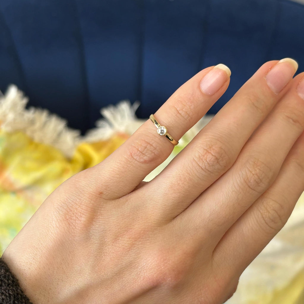 10k Gold CZ Bezel Open Toe Ring