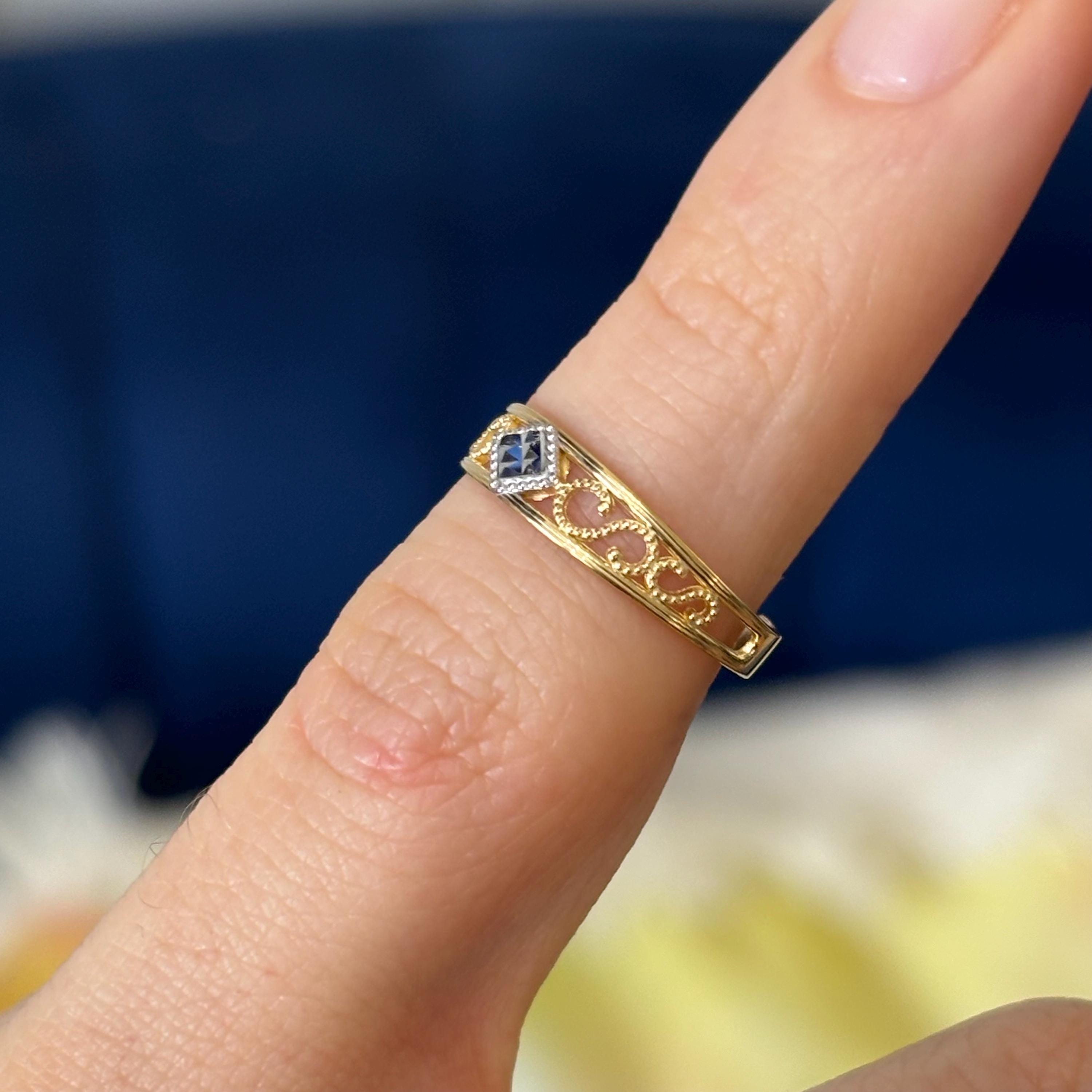 14k Gold and Rhodium Two-tone Diamond-cut Design Band Toe Ring