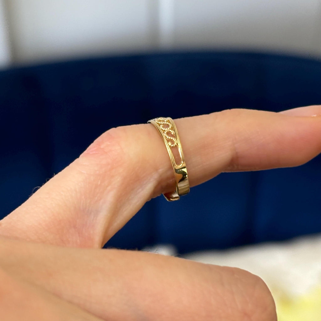 14k Gold and Rhodium Two-tone Diamond-cut Design Band Toe Ring