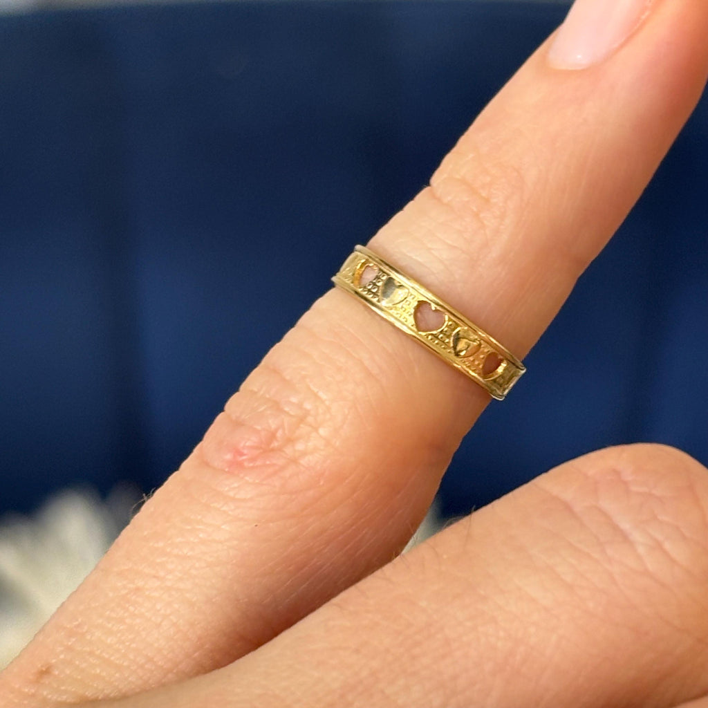 14k Gold Hearts Open Band Toe Ring