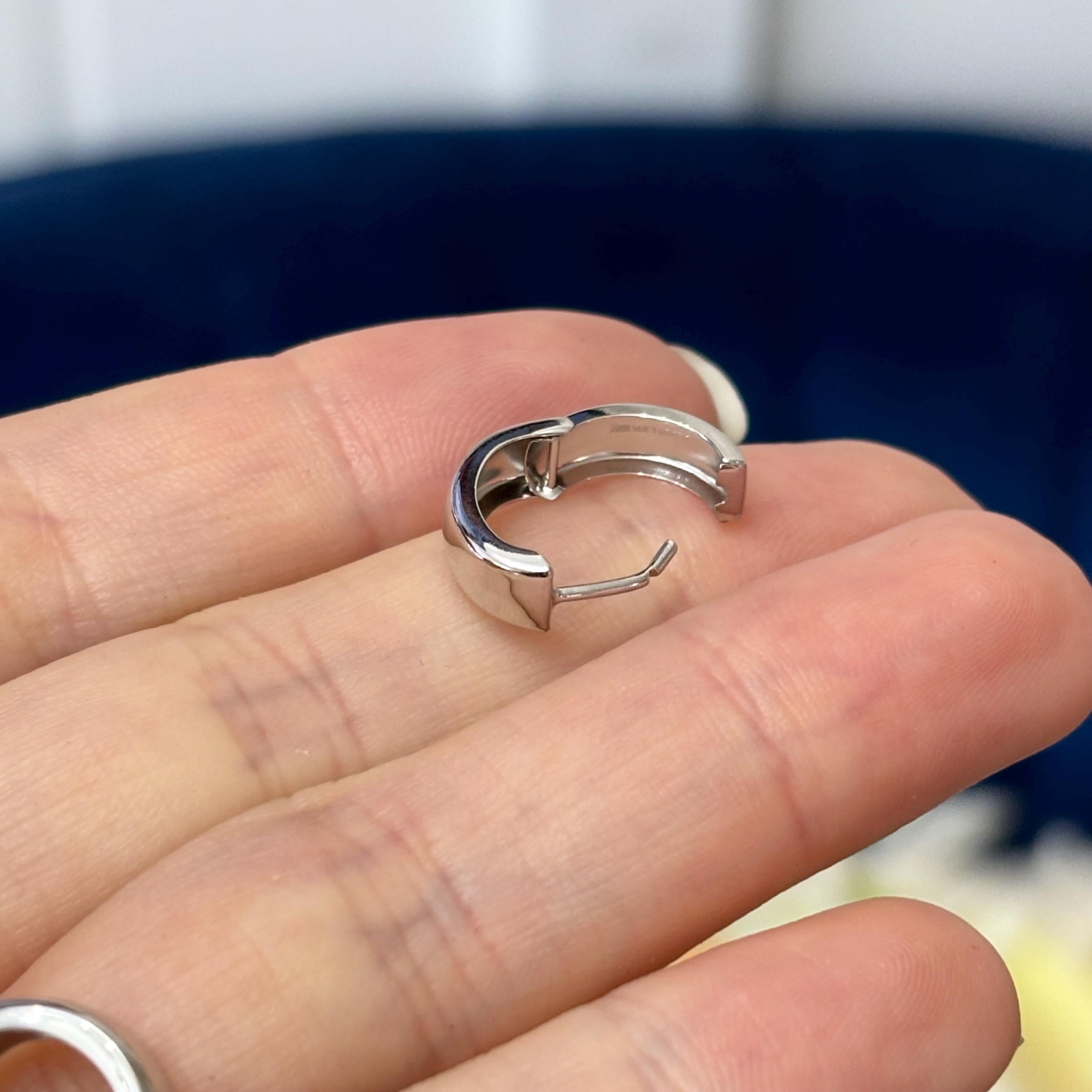 14k White Gold Hinged Hoop Earrings